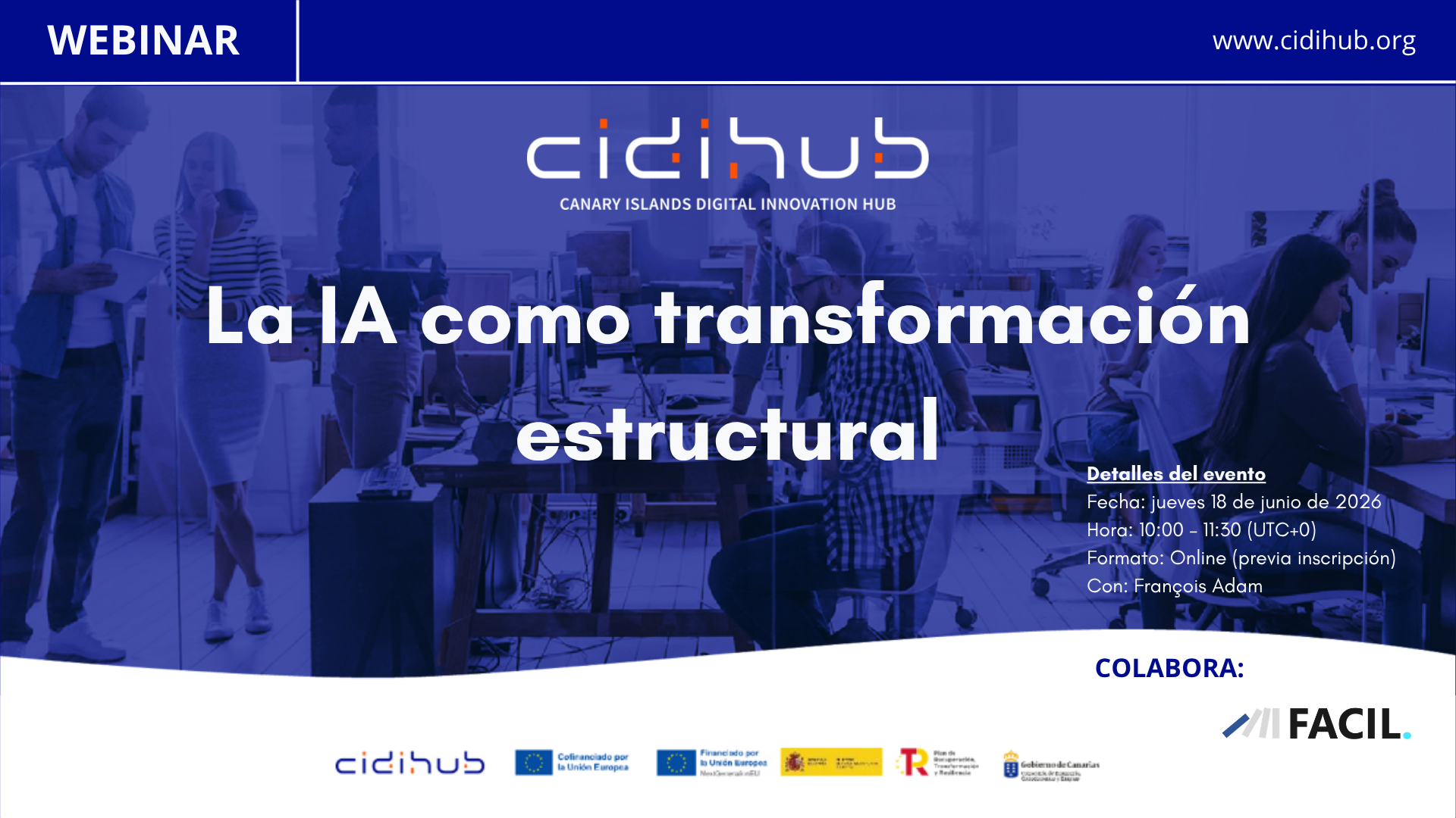 La IA como transformación estructural: nuevo webinar de CIDIHUB con François Adam